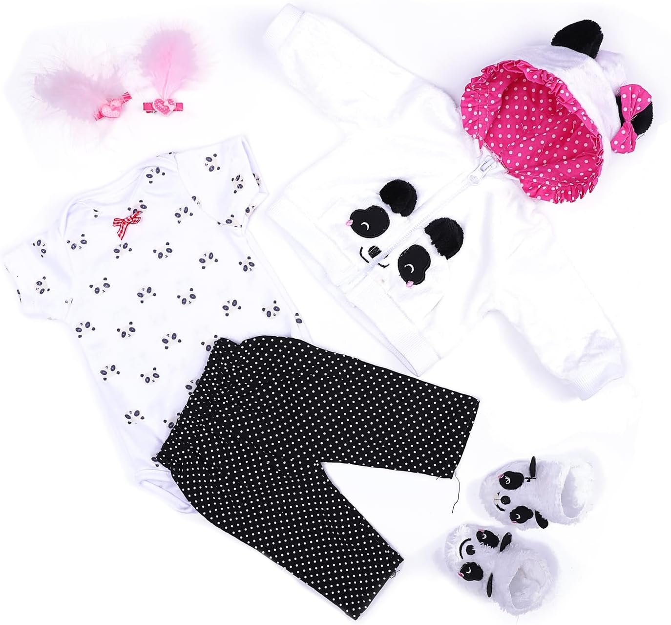Reborn Dolls Clothes 22 inch 55cm for Reborn Baby Girl Clothing 22-23 inch Outfit Accessories 5pcs Reborn Baby Matching Clothes (White Clothes)