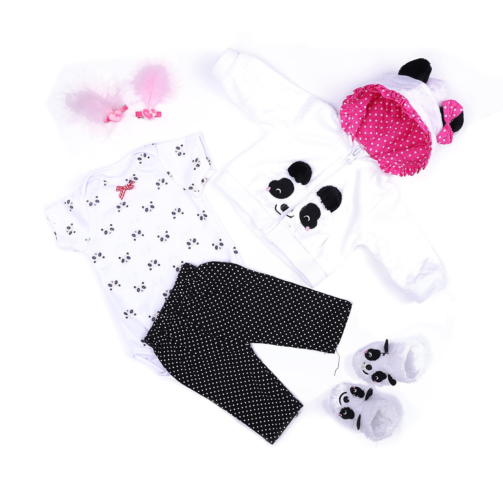 ZIYIUI Vestiti per Bambole per New Born Baby Doll, Cotone con Cappello per 18 "-22" Carino Vestiti Bambolotti (45-55 cm) (Panda bianco)