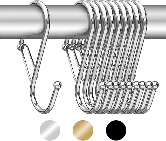 Blau Marité 10 S-Shaped Hooks with Anti-Fall System. Royal Model. Helps organise The Home. (Silver)