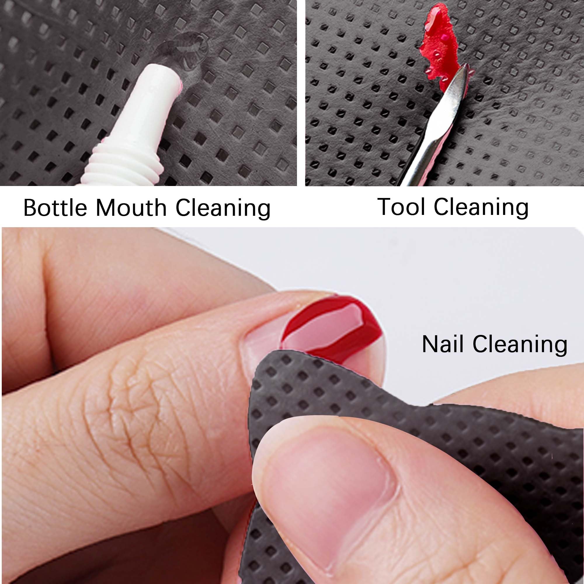 Beyoslf Lint Free Nail Wipes, 1000 PCS Nail Polish Remover Lash Extension Glue Wipes for Lash Extension Supplies, Soft Lint Free Glue Cleaning Pads for Gel Nail Polish Remover, Black 3