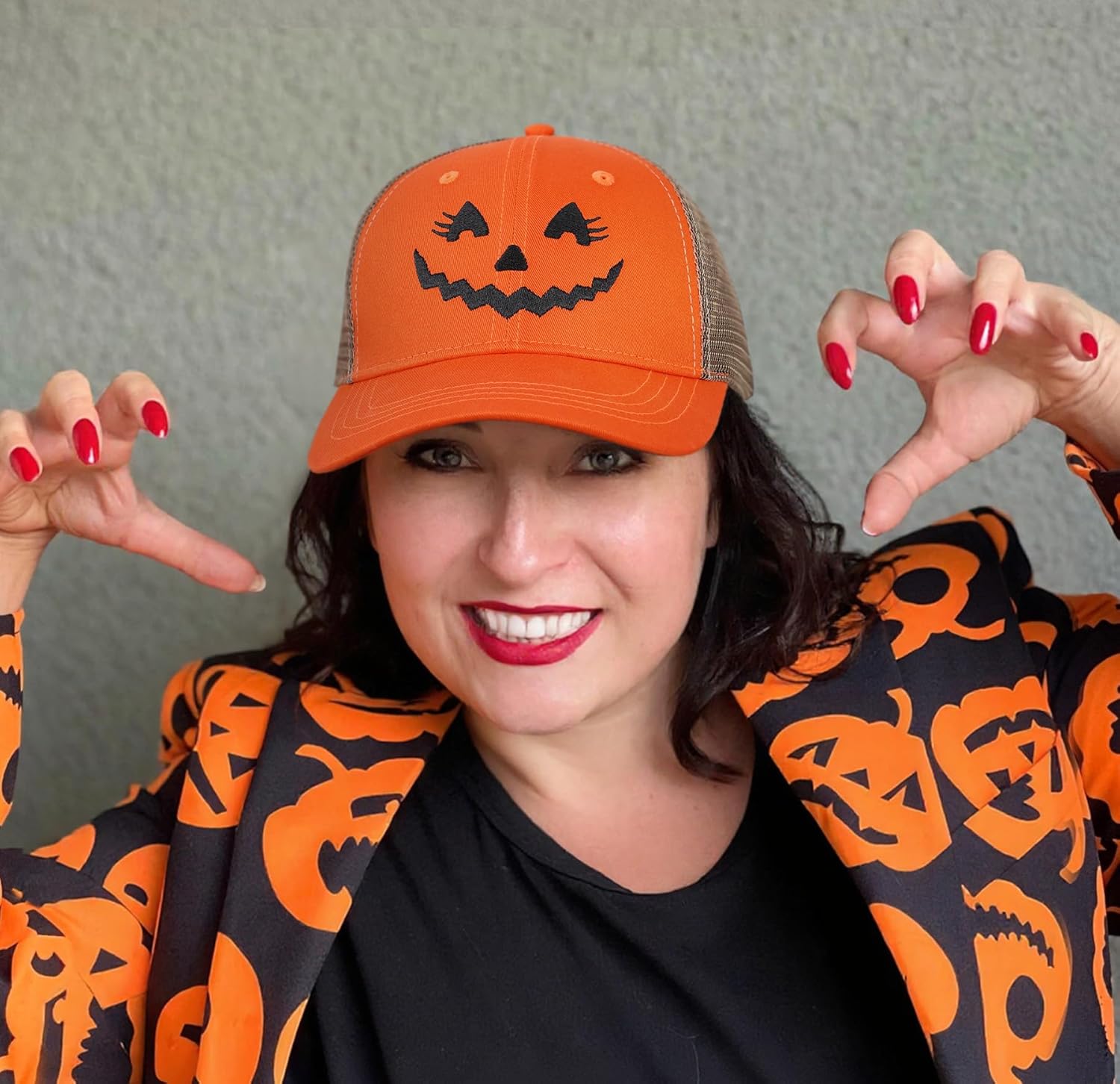 Halloween Baseball Cap for Men Women, Embroidered Pumpkin Hat Halloween Dress Up Party Supplies Couples Accessories - Image 6