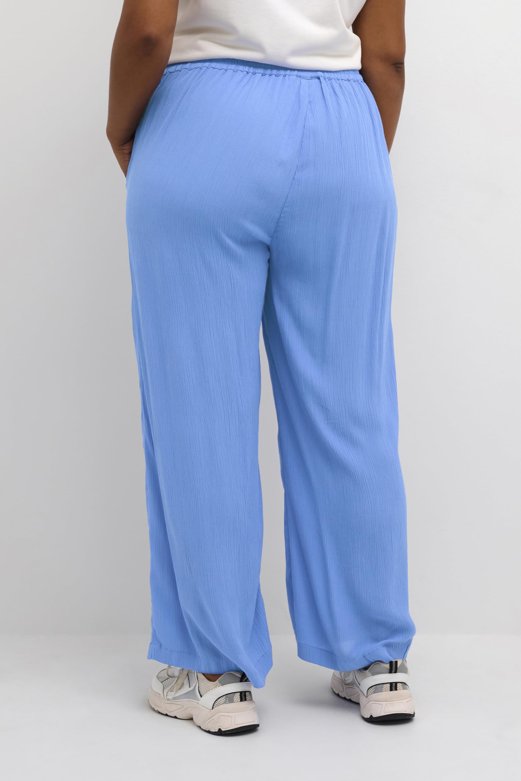 Kaffe Curve Women's Plus-size Women's Trousers Elastic Waist Wide Legs Full-length Pants, Ultramarine,