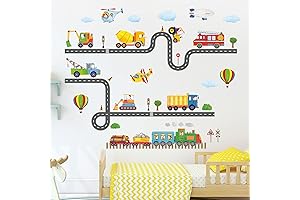 DECOWALL Construction Transportation Wall Decals Car Truck Tractor Road