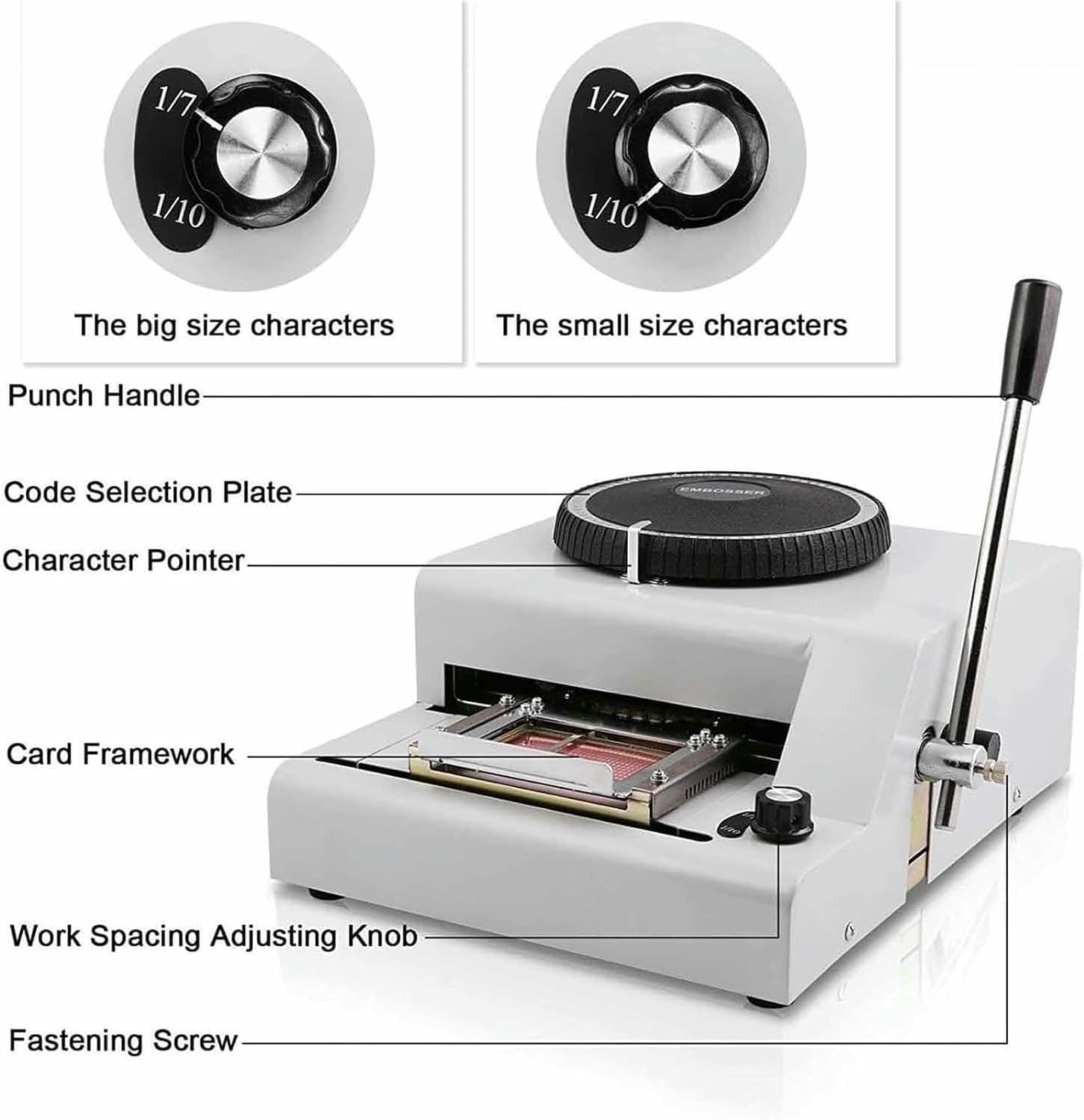 PVC Card Embosser Printer, Manual Hot Foil Stamping Machine for PVC & Aluminum Cards, 72 Characters Gift Card and Credit ID Embosser~/