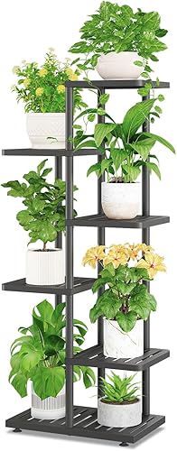 iDavosic.ly Soporte para plantas para interiores y exteriores, estante de metal de 5 niveles para macetas grandes de alta resistencia, estante de