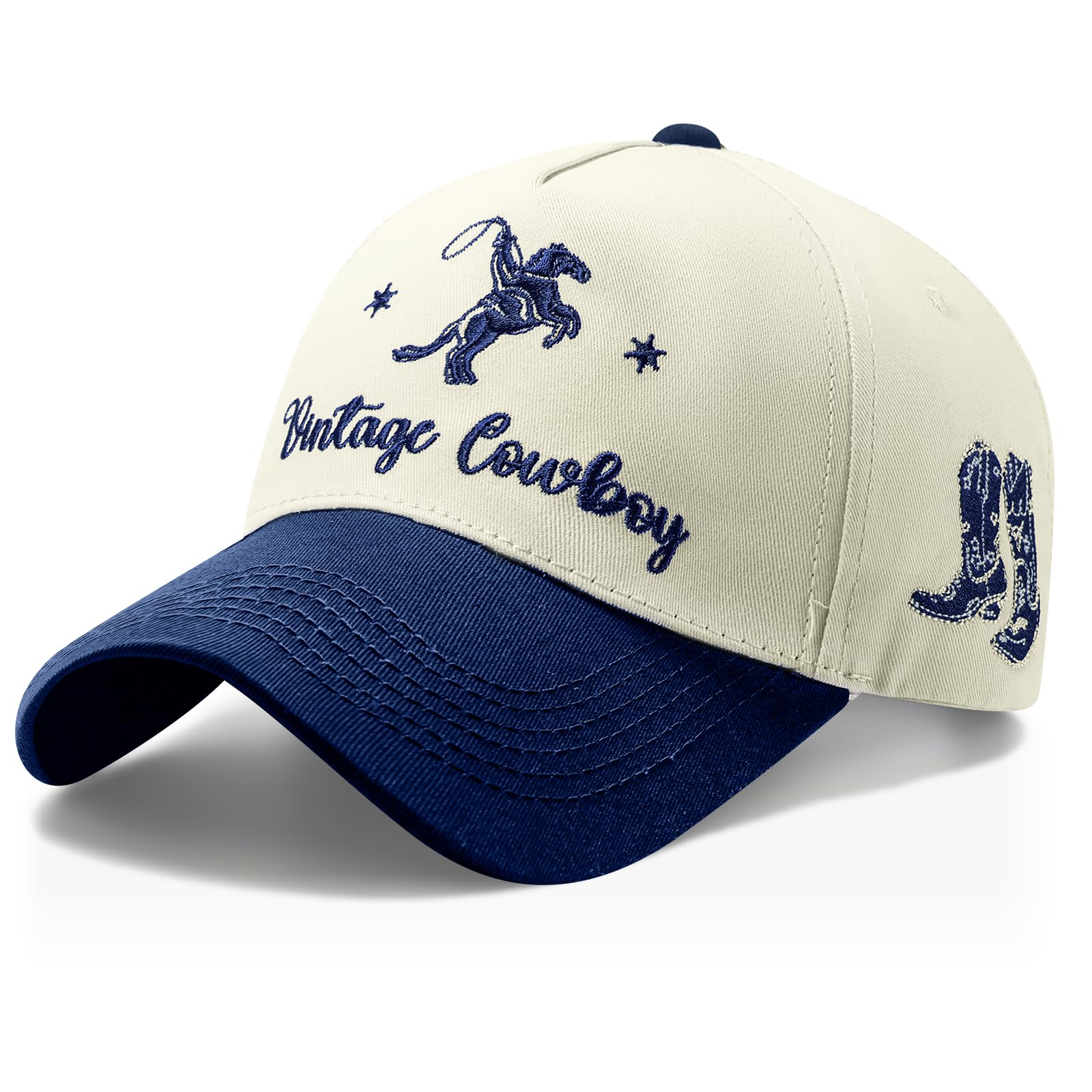 JaGely Two Tone Western Cowboy/Cowgirl Trucker Hat for Women Men Gift Vintage Embroidered Country Baseball Cap