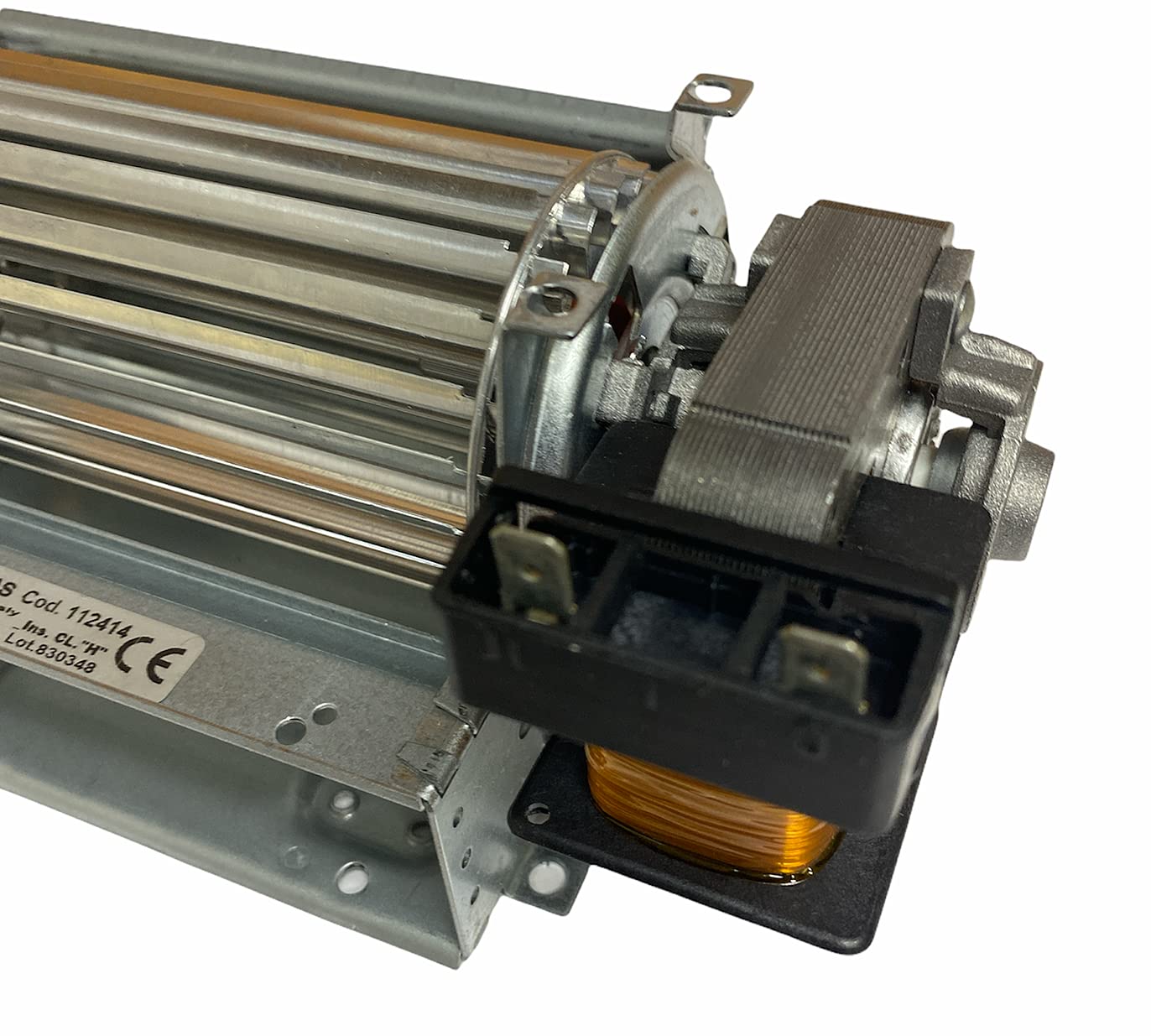 ERICAMBI, Ventilador tangencial para estufas de pellets TGA 60/1-120/15 Emmevi - Fergas 112414, diámetro del ventilador 60 mm, tamaño de la boquilla: 124 x 40 mm, longitud total 185 mm