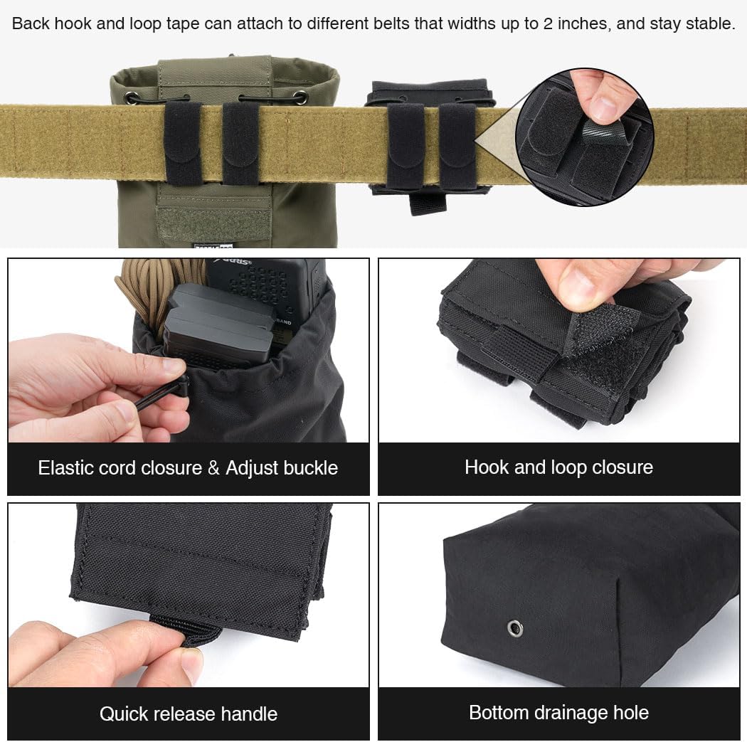 Dump Pouch Tactical Belt Magazine Recovery Pouch Roll Up Foldable Mag Pouches MOLLE Utility EDC Waist Storage Bag - Image 3