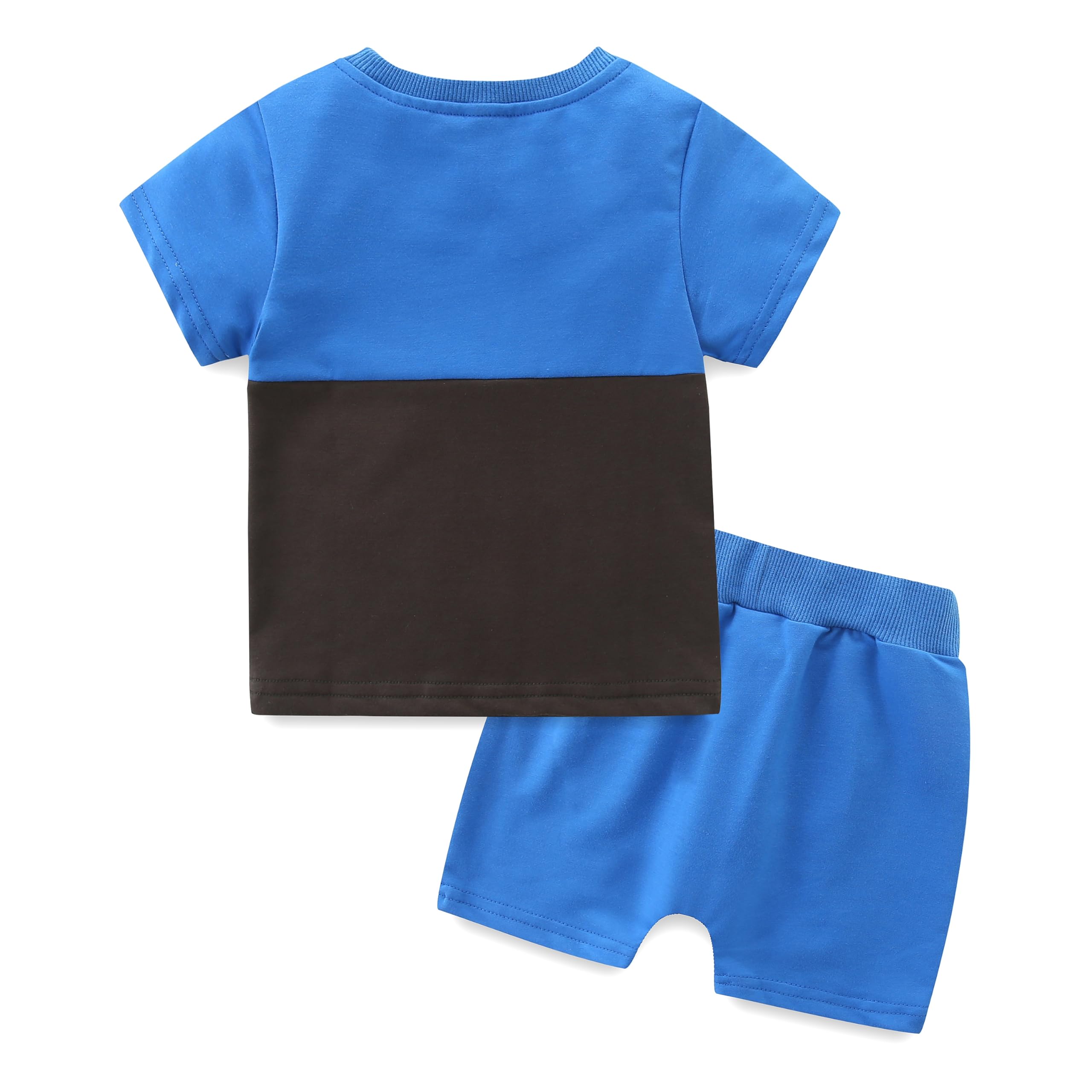 Dziecięcy strój dla chłopców na lato, koszulka + szorty, dwuczęściowy zestaw, na lato, dla dzieci, patchwork, t-shirt + szorty, dwuczęściowy strój dla niemowląt