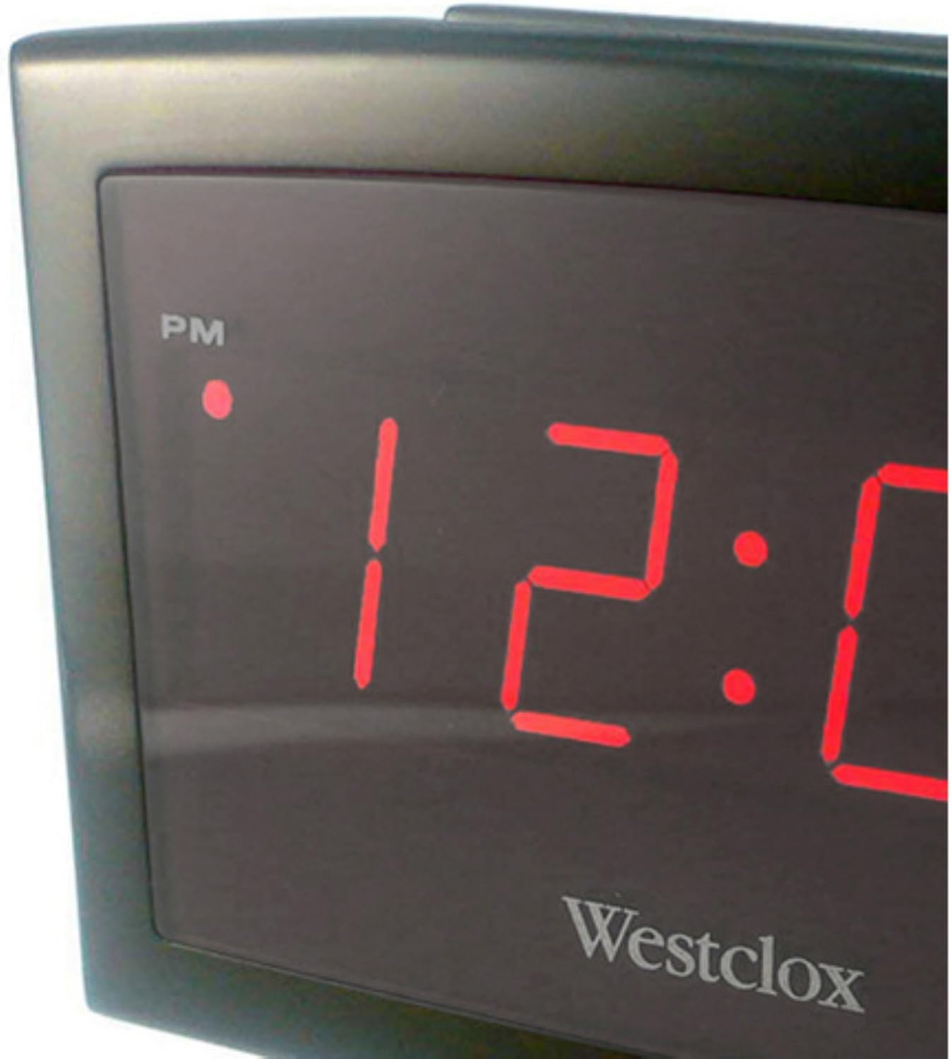 Close-up of Westclox Alarm Clock red LED display
