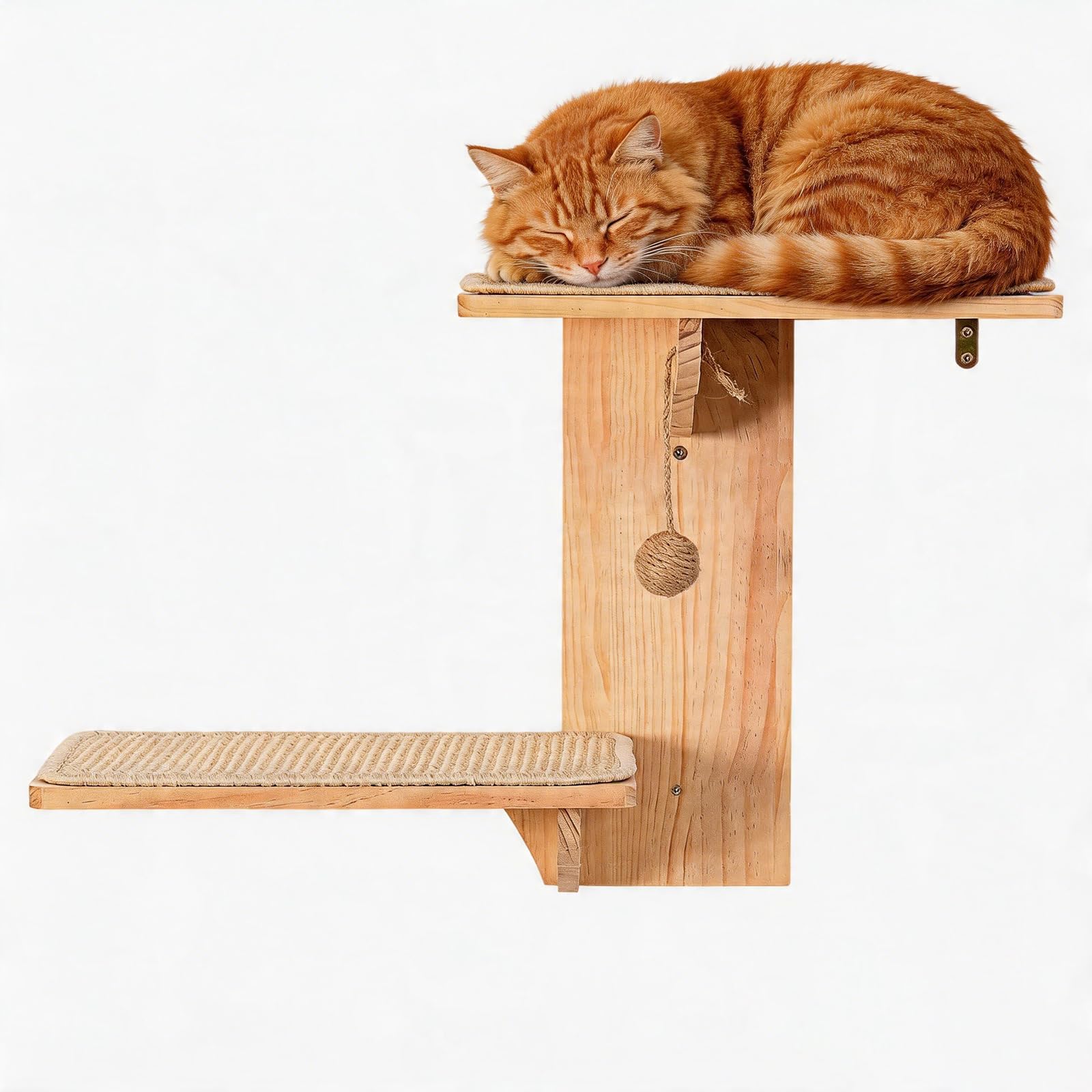 Cat Wall Shelves with Sisal Mat, 2-Step Platform Cat Furniture