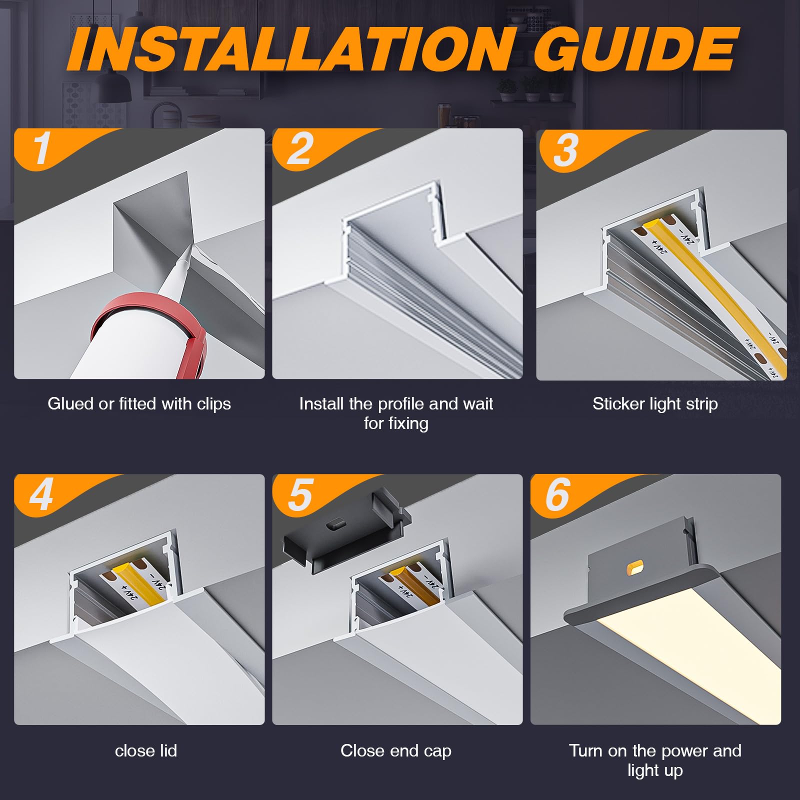 Perfil de aluminio para LED (20 x 2 m, 40 m), perfil de montaje para tiras LED de hasta 25 mm de ancho, con cubierta de policarbonato blanco leche y juego de accesorios (SP36)