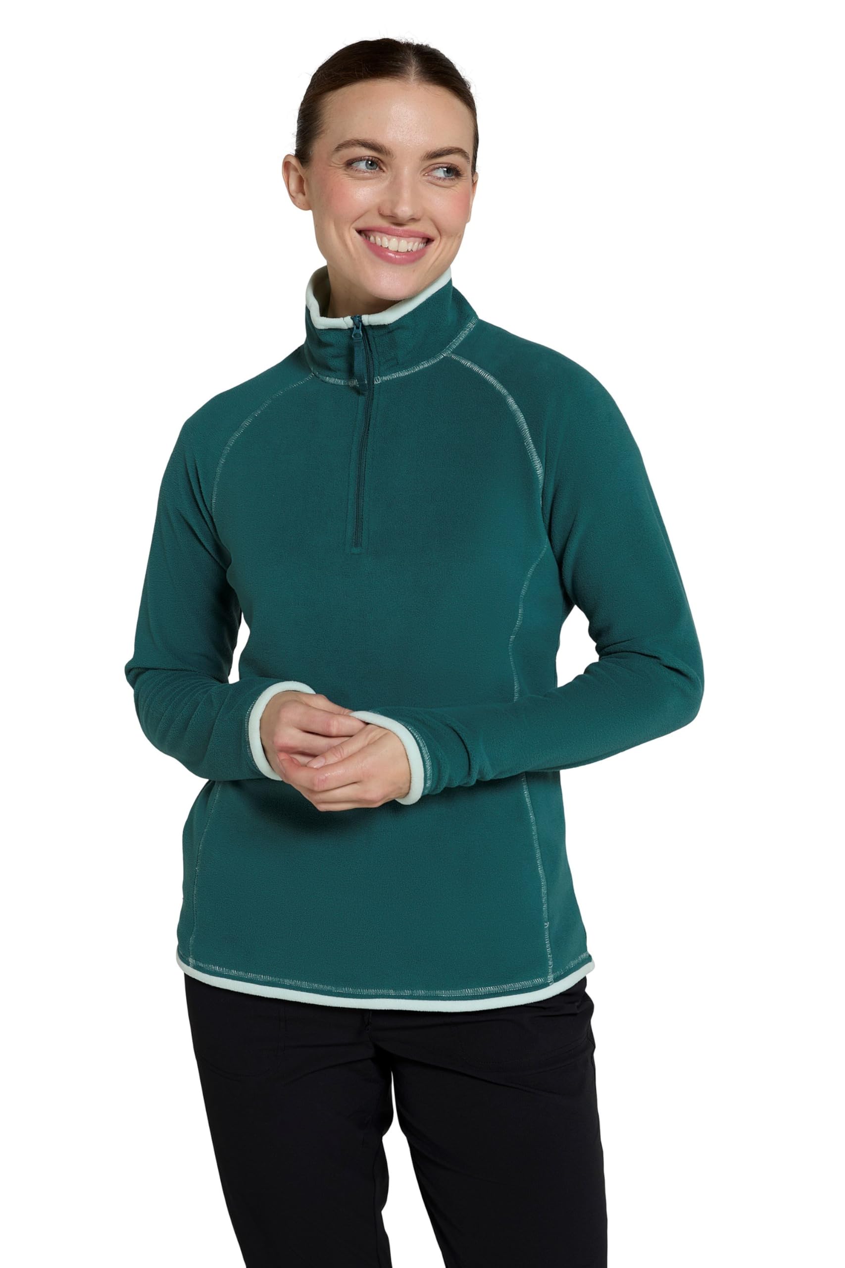 Mountain Warehouse Women's Teal Montana Microfleece - Breathable Sweater, Quick Drying Pullover, Warm Fleece Jacket, Half Zip - For Spring Summer, Travelling, Outdoors Size 16