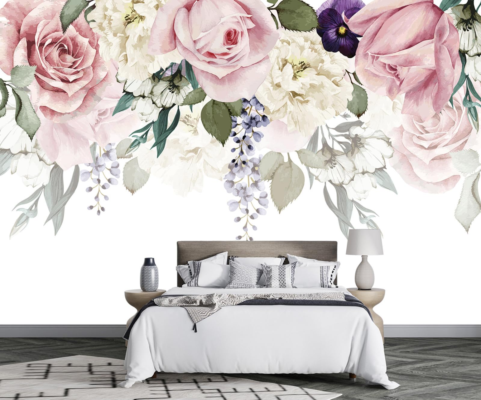 Papier peint panoramique fleurs françaises 3D salon ZX20598