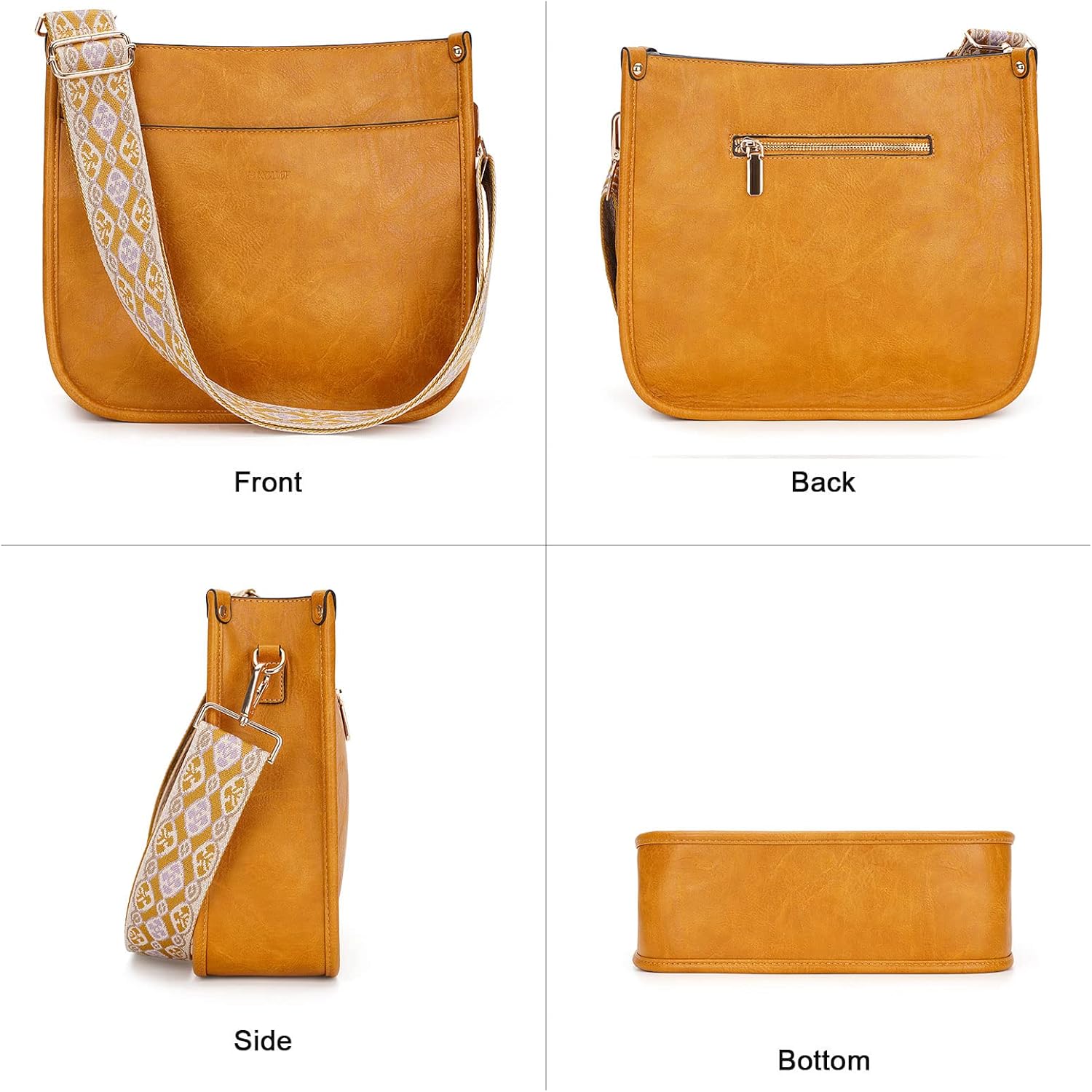 HKCLUF Crossbody Bags for Women Trendy Vegan Leather Hobo Handbags With 2PCS Adjustable Guitar Strap Shoulder Bucket Bags - Image 6