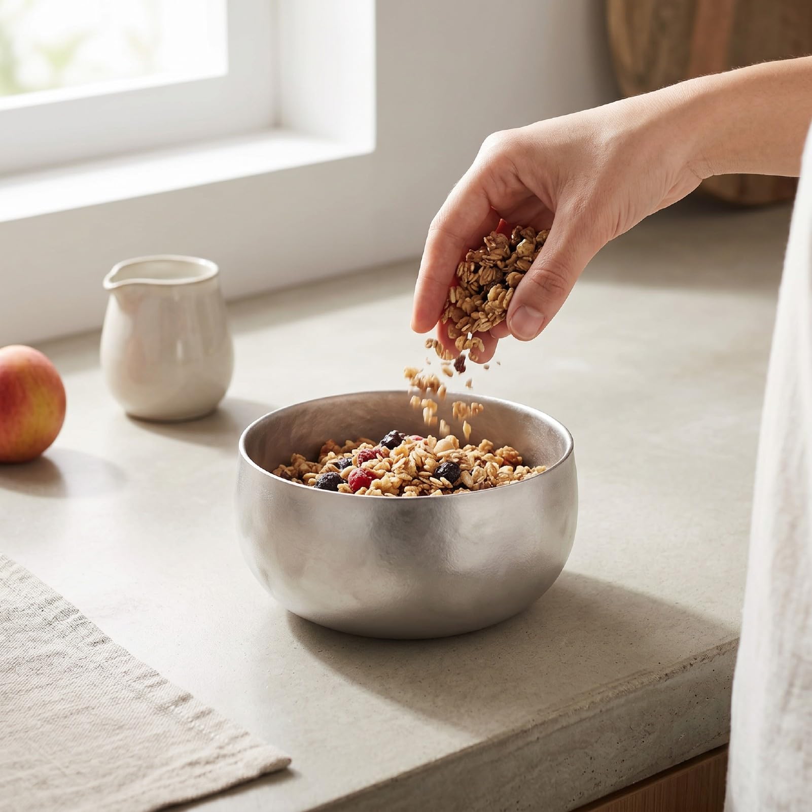 ASHATA Ti Double Walled Bowl, Durable and Multipurpose 950ml