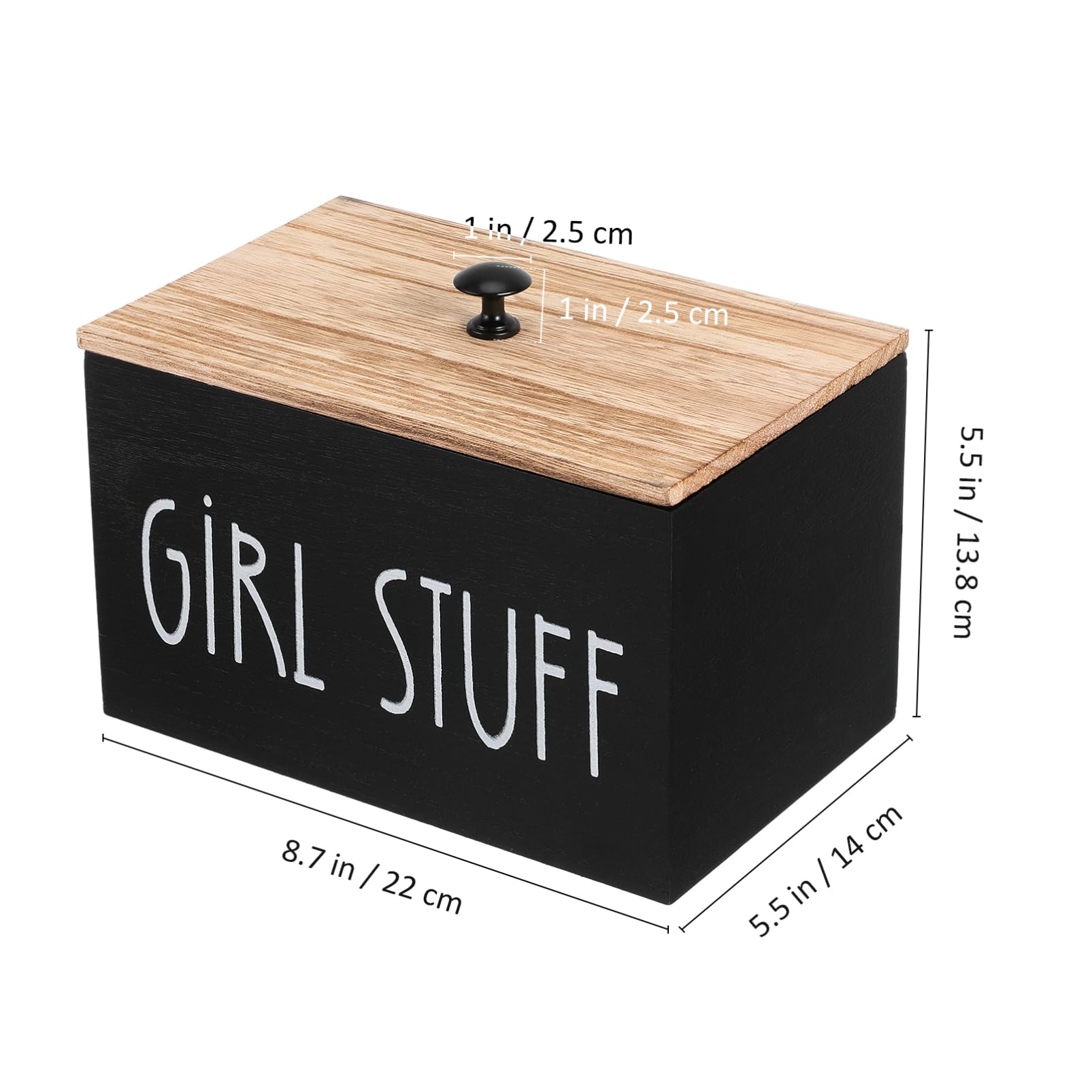 Tampon Holder for Bathroom with Lid, Wood Qtip Holder 3-Section Feminine Product Organizer, Tampon Storage Container Girl Stuff Box for Cotton Swab, Pad, Floss and Hair Bands