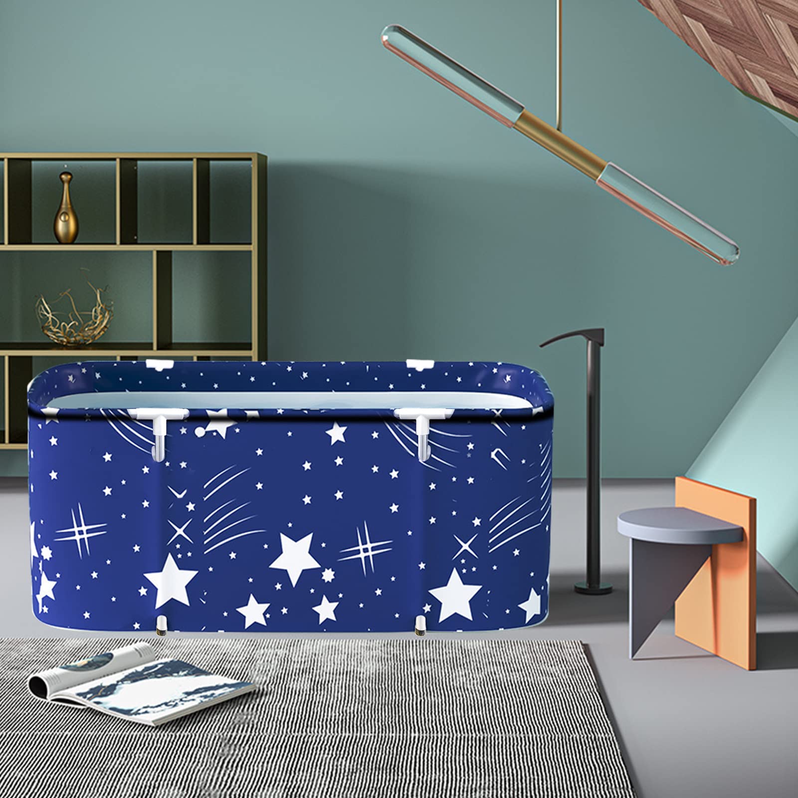 Photo 1 of **MISSING COVER**Portable Bathtub for Adult 43.5 inch Large Foldable Japanese Soaking Bath Tub with Inflatable Pillow & Cover Freestanding Bathtub for Home Spa in Small Space by ptlsy(Blue Large)