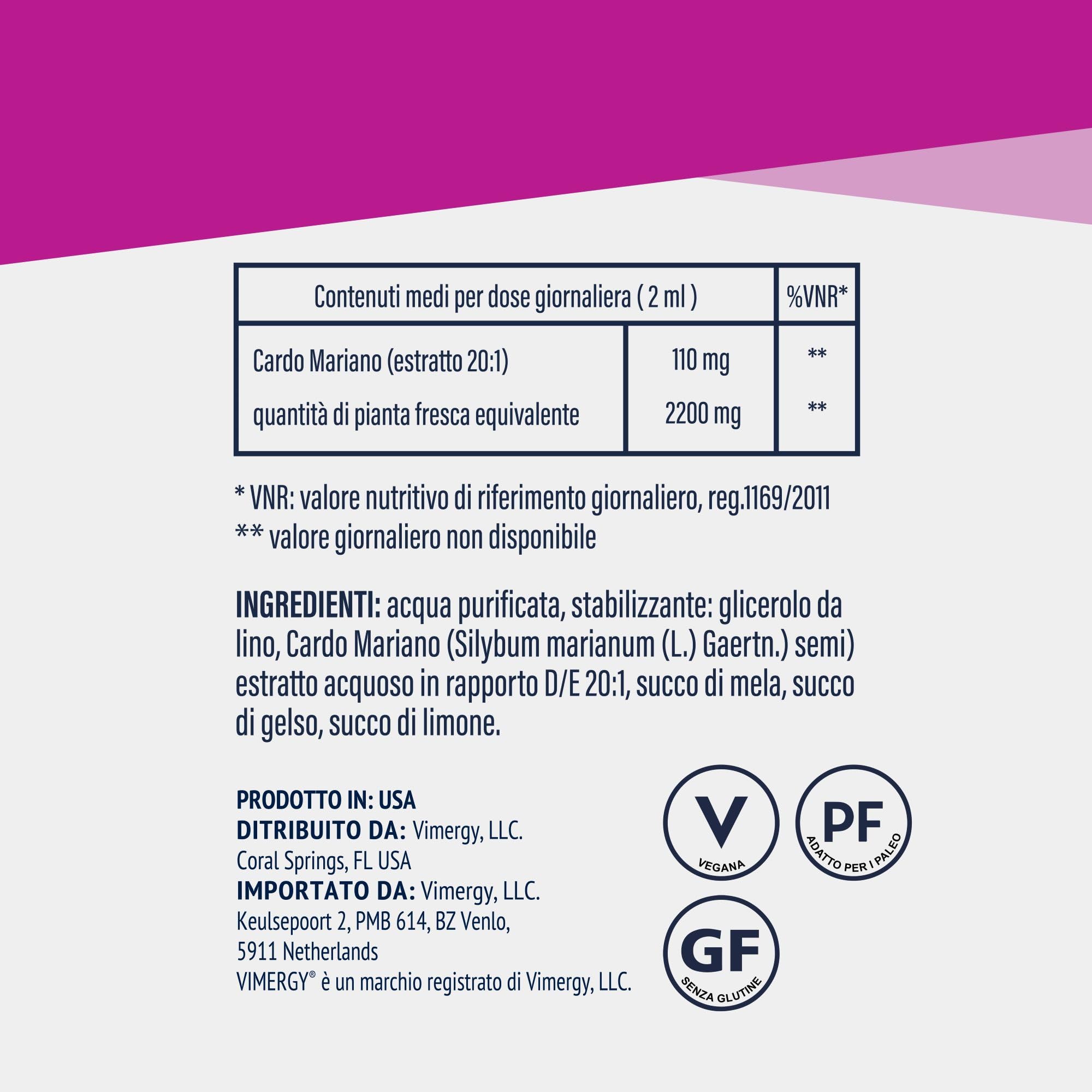 Vimergy Milk Thistle, 57 Dosi – Cardo Mariano in Gocce – Tintura Glicerica – Integratore Vegano – Senza Zucchero né Leganti – Senza OGM e Senza Glutine (115 ml)