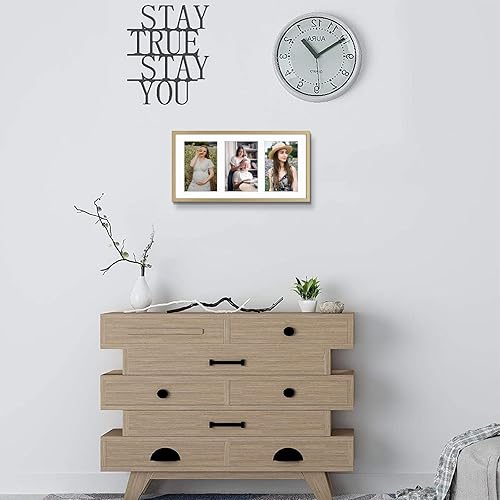 Miniatura 3 de Golden State Art, Marco de aluminio para collage de 4 x 6, muestra imágenes de 6 x 4 con 3 aberturas o una foto de 7 x 14, cristal real, pantalla de