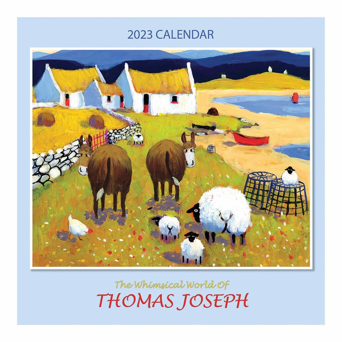 2023 Wall Calendar Planner by Thomas Joseph – Features whimsical, light-hearted paintings of rural life – Comical Sheep, Cows and Horses aplenty! (TJ-WCL2023)