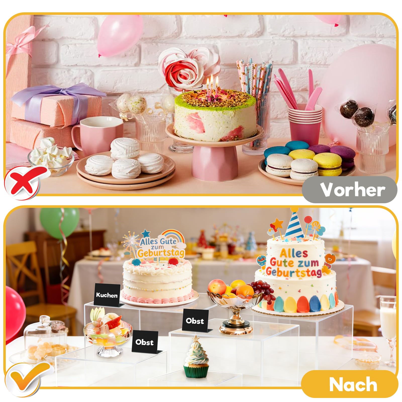 6er-Pack Acryl-Buffet-Ständer, Ausstellungsständer mit hohlem Sockel, Dessertständer für Weihnachtsfeiern, Hochzeiten, Geburtstage und Familienfeiern (transparent)