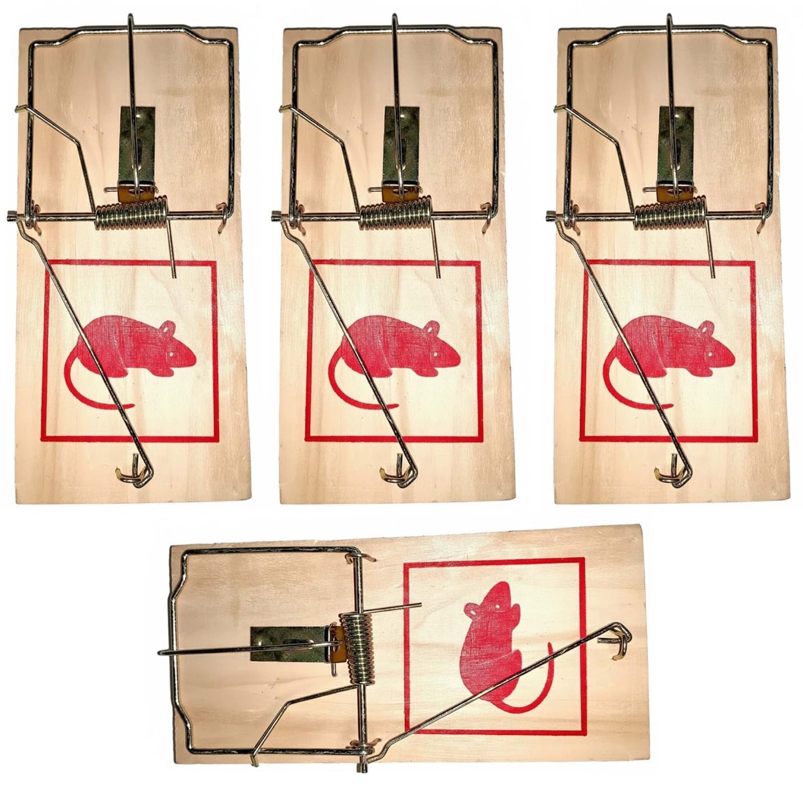 Neel Saanjh Reusable Wooden Rat Trap Heavy Duty, Eco-Friendly Natural Wood Base with Strong Spring Mechanism, Easy Set Rodent Trap for Home, Garden, Garage & Shed, (4 Pcs)