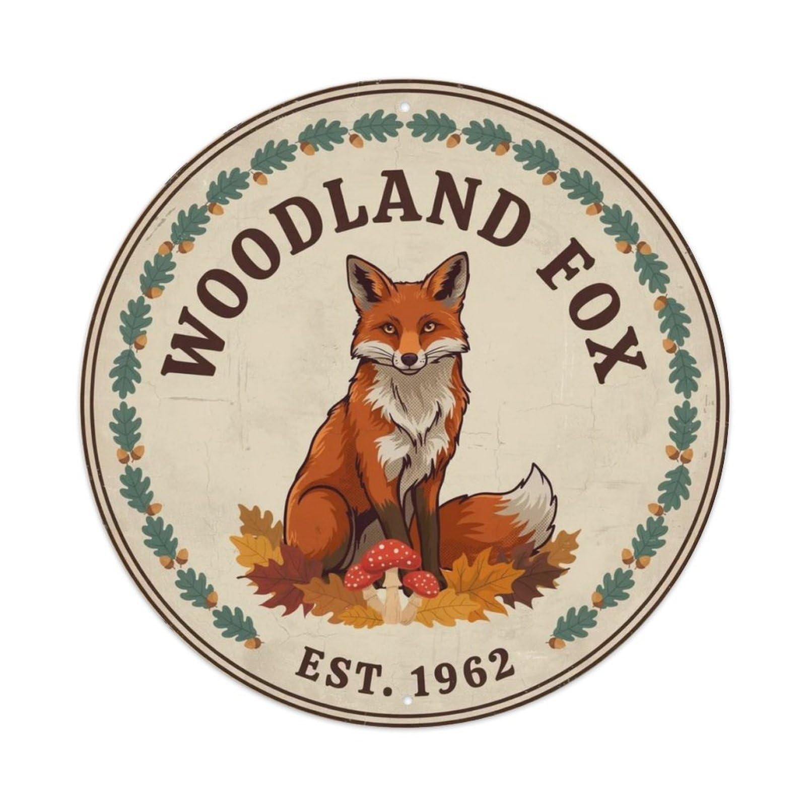 Vintage Fox Autumn Metal Tin Sign Plaque