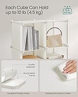 Vista 4 de SONGMICS Cube Storage Organizer, Set of 12 Plastic Cubes, Closet Storage Shelves, DIY Plastic Closet Cabinet, Modular Bookcase, Shelving with Doors