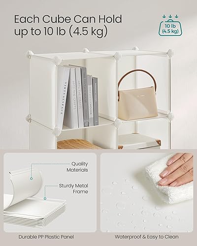 Miniatura 4 de SONGMICS Cube Storage Organizer, Set of 12 Plastic Cubes, Closet Storage Shelves, DIY Plastic Closet Cabinet, Modular Bookcase, Shelving with Doors