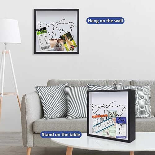 Miniatura 6 de ZEEYUAN Caja de archivo de aventura de viaje de 12 x 12 pulgadas, regalo para papá, regalo de esposa, hija e hijo, caja de sombra de memoria