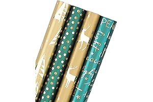 WRAPAHOLIC Jumbo Christmas Wrapping Paper Rolls | Green and Gold Holiday Design...