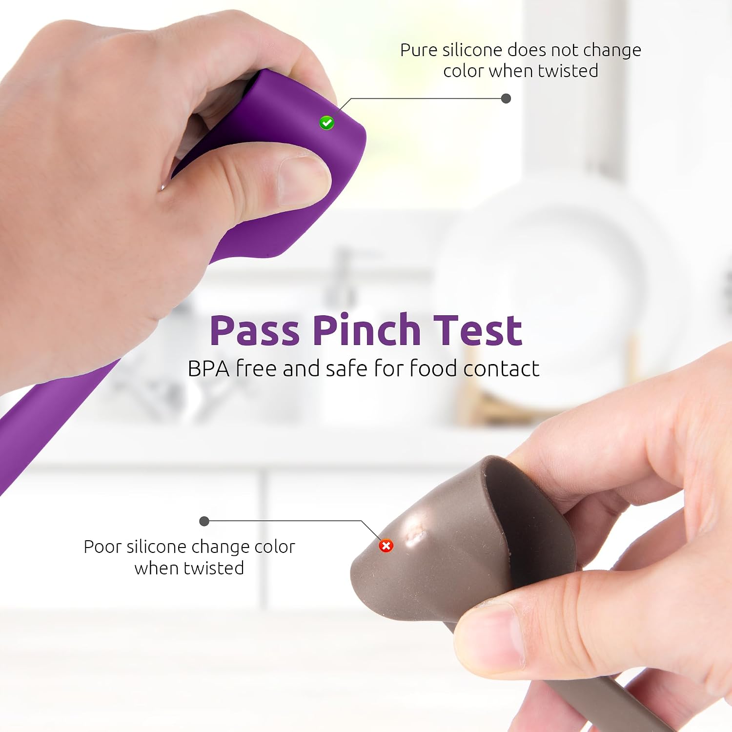 U-Taste Small Mini Silicone Spatula, 9in Rubber Jar Bowl Scraper, Purple image 4
