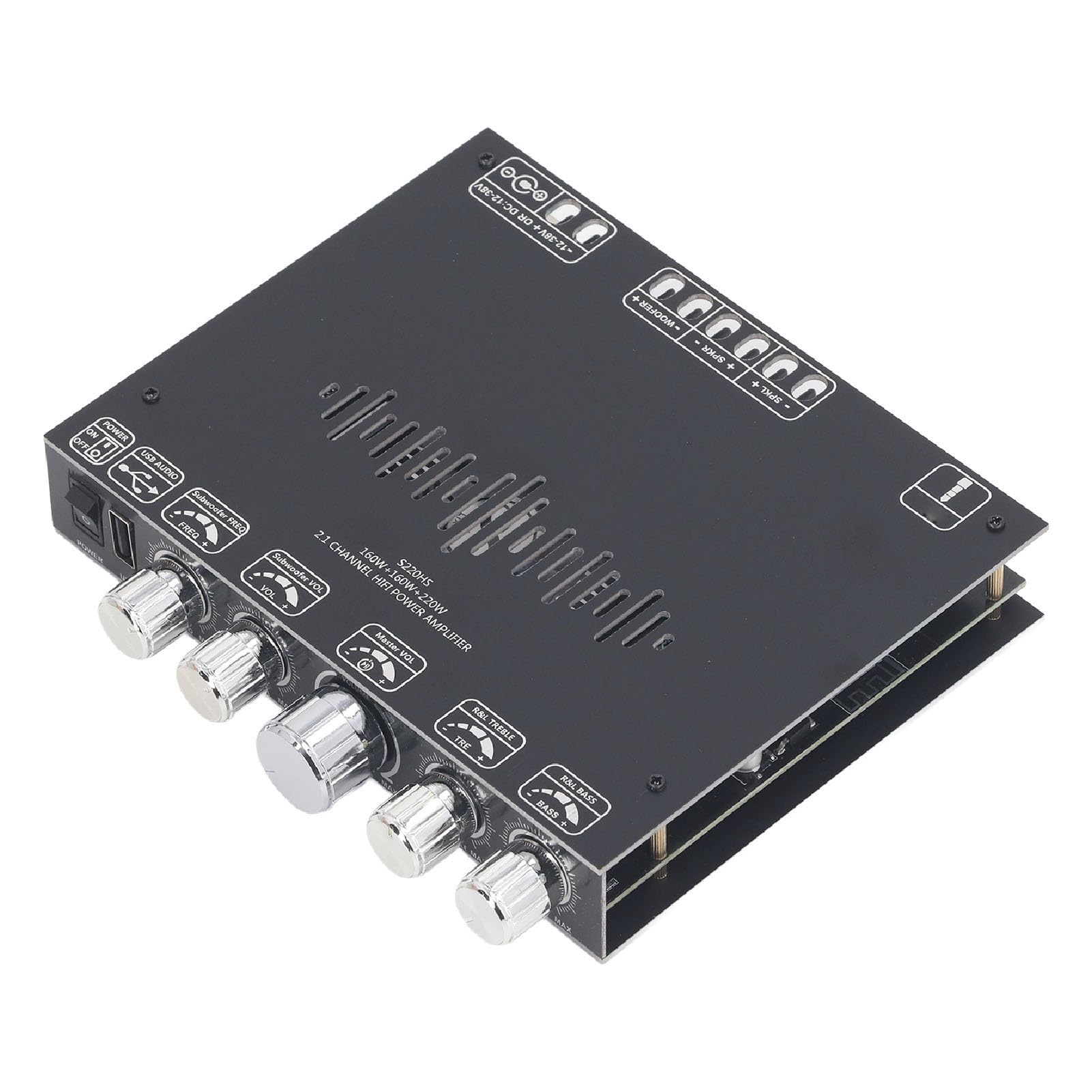 Carte D'amplificateur Bluetooth S220HS, Module de Carte D'ampli Audio Double Canal 160 W 220 W, Contrôle APP, Bluetooth USB et Entrée AUX 3,5 Mm Pris en Charge, Carte
