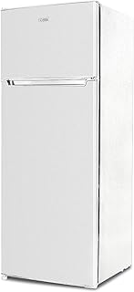 COMMERCIAL COOL 7.7 Cu. Ft. Refrigerator with Freezer, Top Mount Fridge with Glass Shelves, Bottle Storage, Beverage Rack, and Refrigerator Crisper Drawer Cover in White