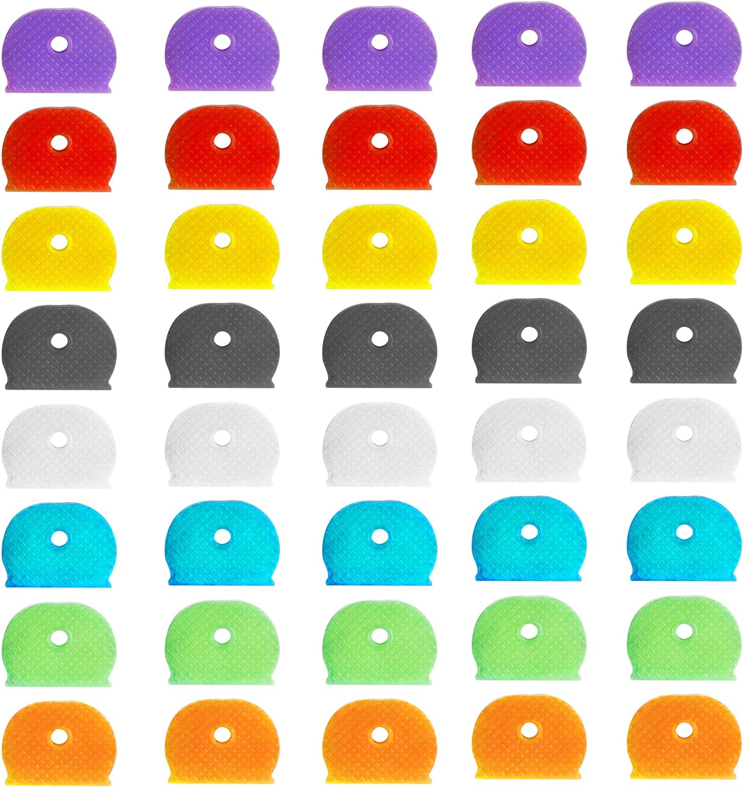 40 Pcs Key Covers Caps, Key Caps Covers Tags Set Flexible Key Covers Coloured Key Identifiers Caps Key Colour Caps Key Cap Label for Easy Identifying House Door Keys, 8 Assorted Colors