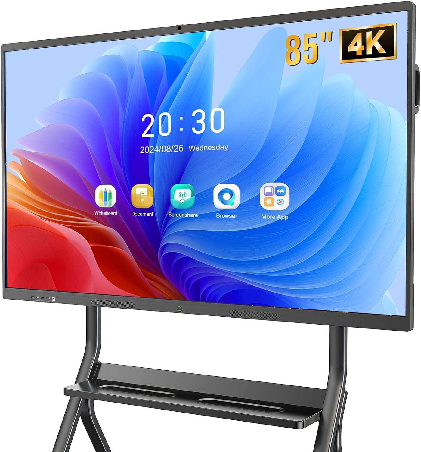 MWE 4K Touchscreen Interaktives Whiteboard • Wireless Screen Mirroring • 20-Punkt IR Touch, 85 Zoll Smartboard, Elektronisch Whiteboard • 13MP High Definition Kamera Für Büro, Schule(Wandhalterung)