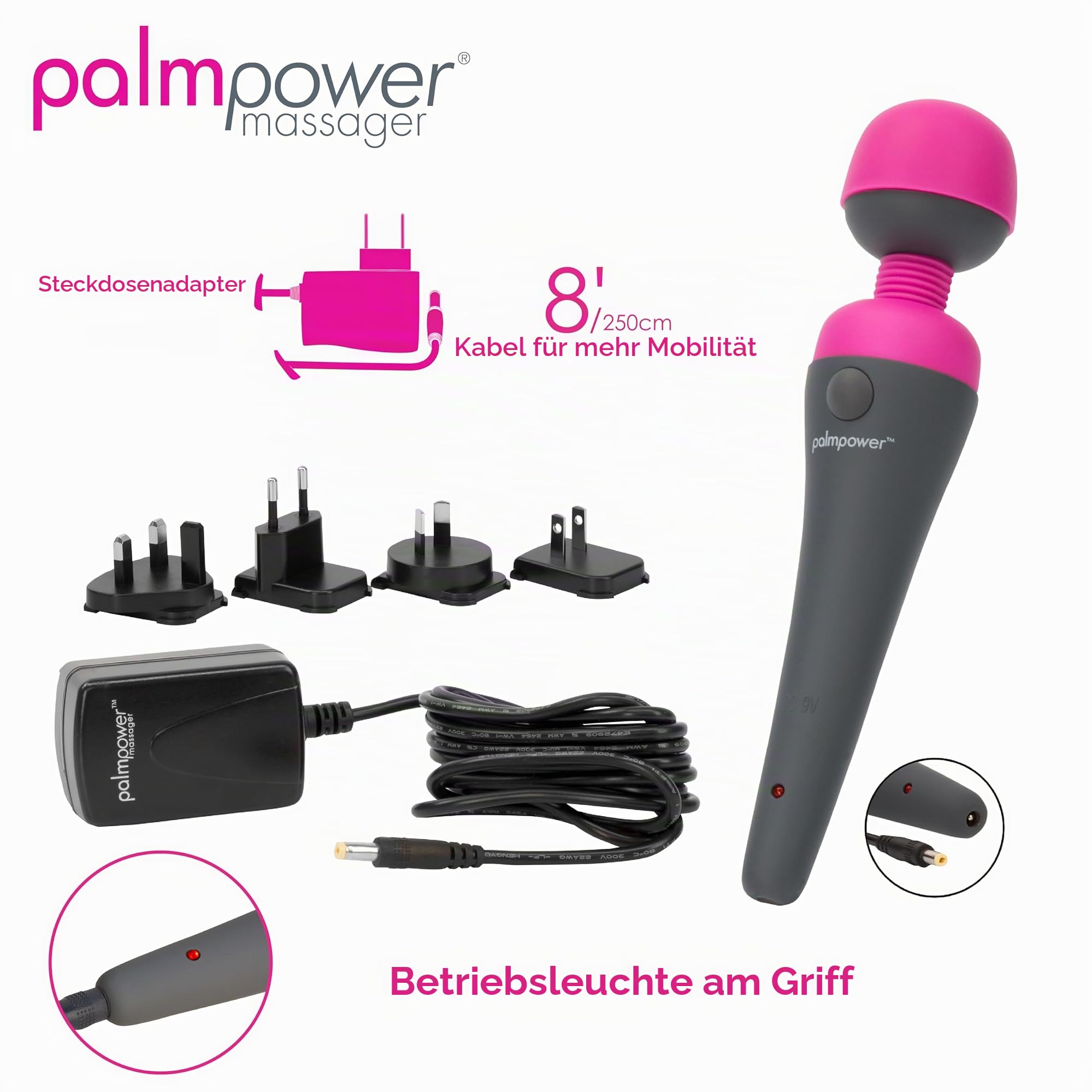 Palm Power BMS PalmPower Massagegerät, Schwarz/Rosa, 1 stück