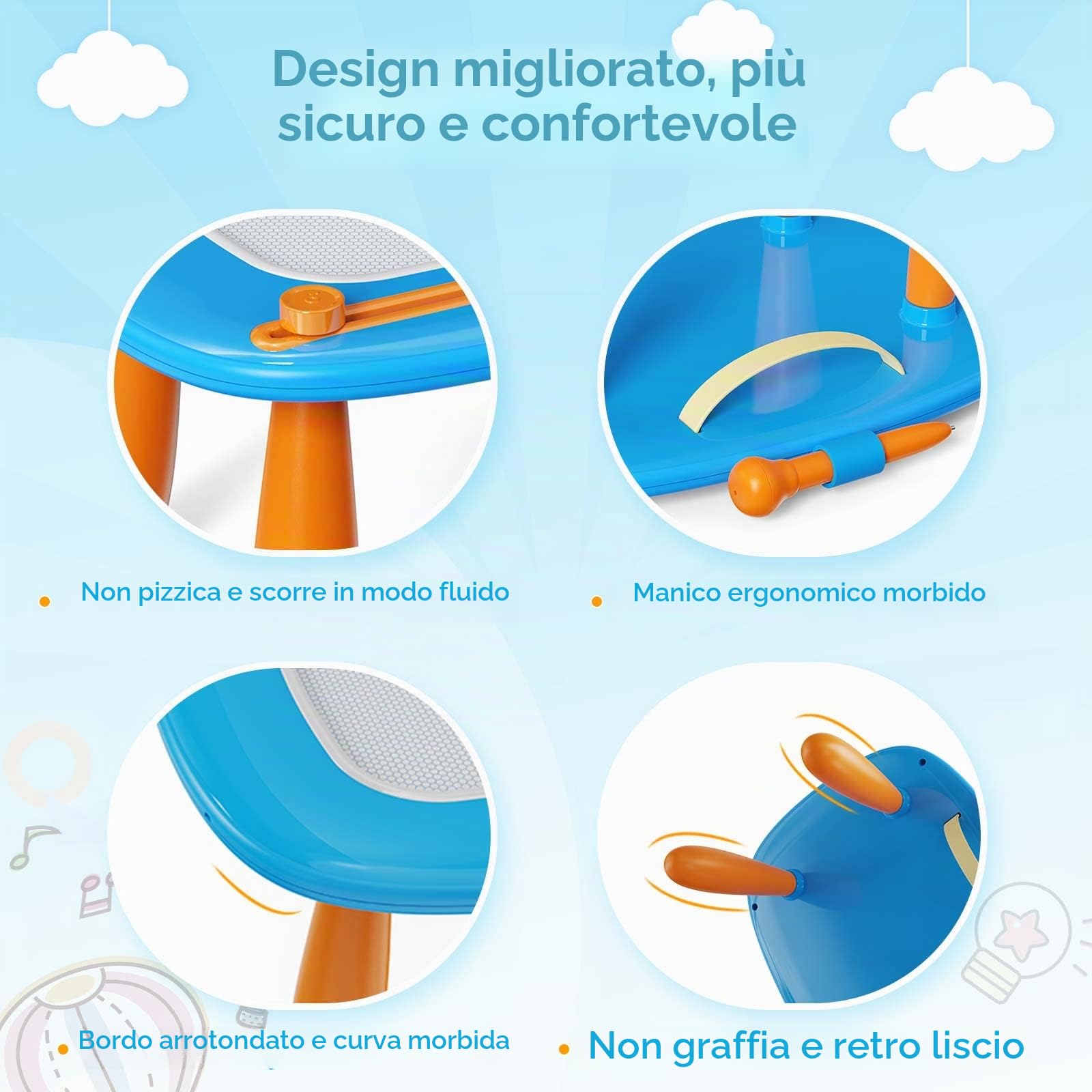 Kikidex Lavagna magnetica da disegno, giocattoli per bambine da 1 a 2 anni, tappetino per scarabocchiare, giocattoli educativi per bambini di 1, 2 e 3 anni, regalo di compleanno (blu)