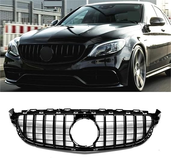 車用フロントグリルグリル メルセデスベンツ W205 C63 C63s Amg 2015 2016 2017 2018チューニングアクセサリー Absグリルブラック