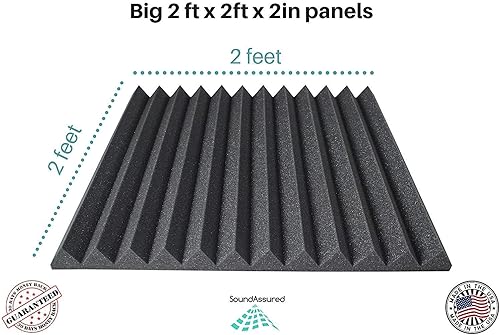 Miniatura 4 de Paneles de espuma acústica de 24 x 24 pulgadas, paquete de 12, 48 pies cuadrados, utilizados para reducción de sonido de estudio de grabación,