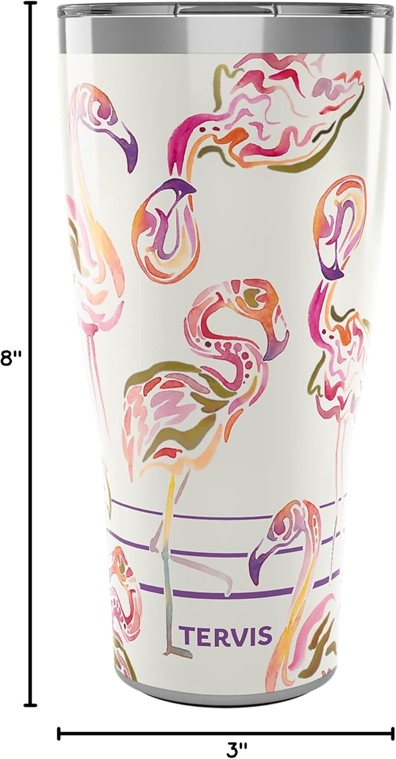 Tervis Traveler Flamingo Swirl Triple Insulated Tumbler Travel Cup Keeps Drinks Cold & Hot, 30oz, Stainless Steel - Image 9