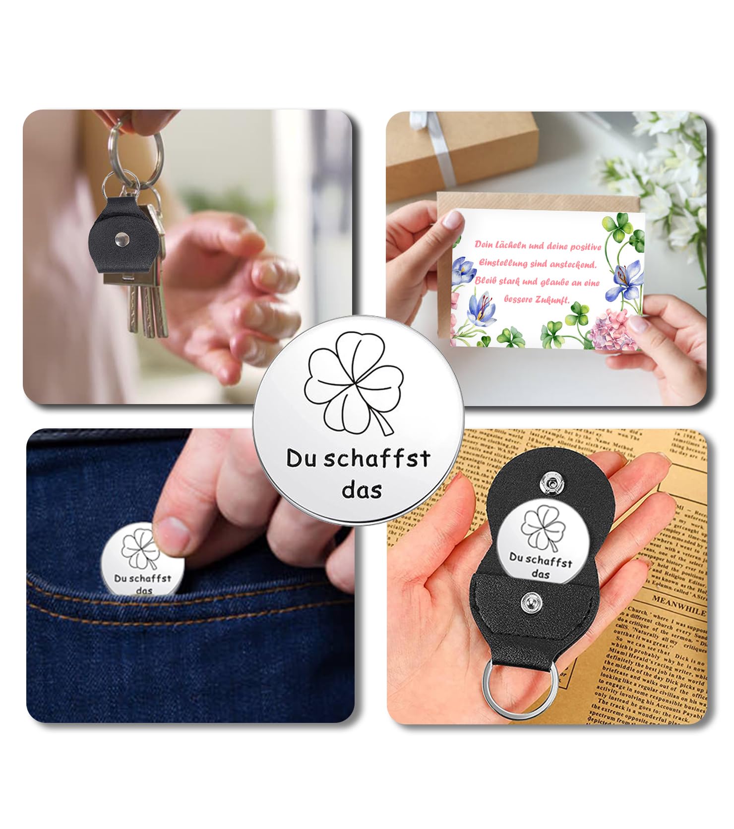Du Schaffst Das Glücksbringer - Inspirierendes Geschenk Rund Glücksmünze - Gute Besserung Geschenke für Krebspatienten, Aufmunterung Geschenke für Familie und Freunde