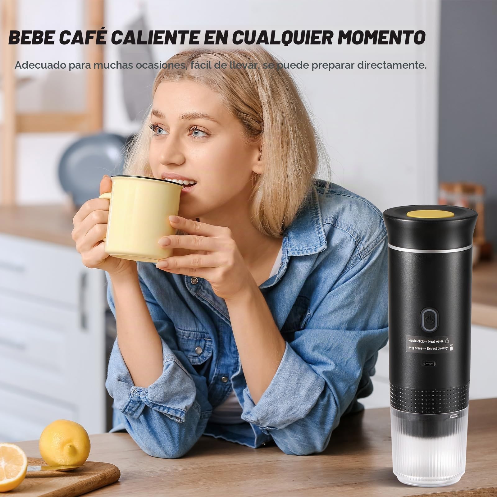 Máquina de café portátil expreso, calefacción eléctrica de viaje para 12 V coche y camping, cápsulas para cafetera