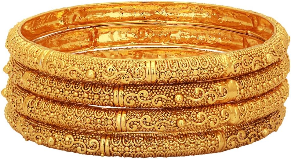 Adwitiya Collection 24k Gold Plated Royal Antique Bangles