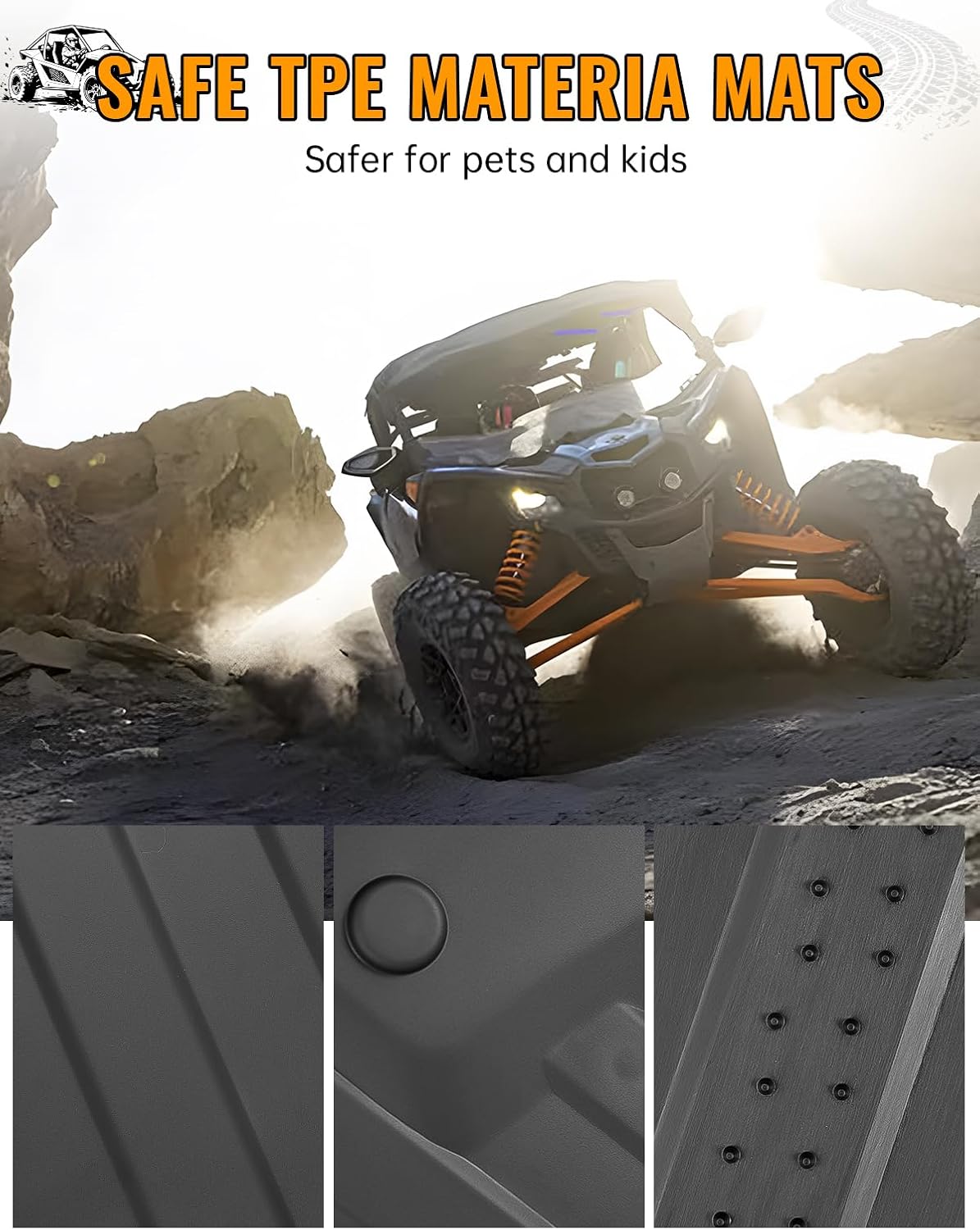 2-Pack TPE Floor Mats Compatible with Can-Am Maverick X3 2017-2025 Accessories, Front Row All-Weather Protection Black Non-Slip UTV Floor Liners Slush Mats for X3 Max Turbo RS