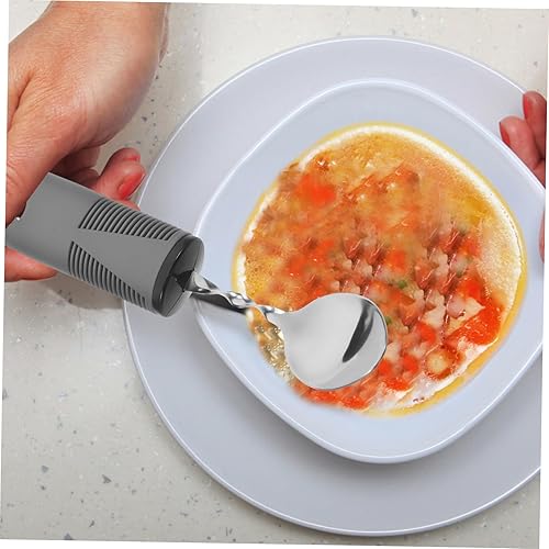 Miniatura 4 de 3 utensilios adaptativos con peso para ancianos con diseño de agitación de mano para un agarre cómodo, cubiertos ergonómicos para una alimentación