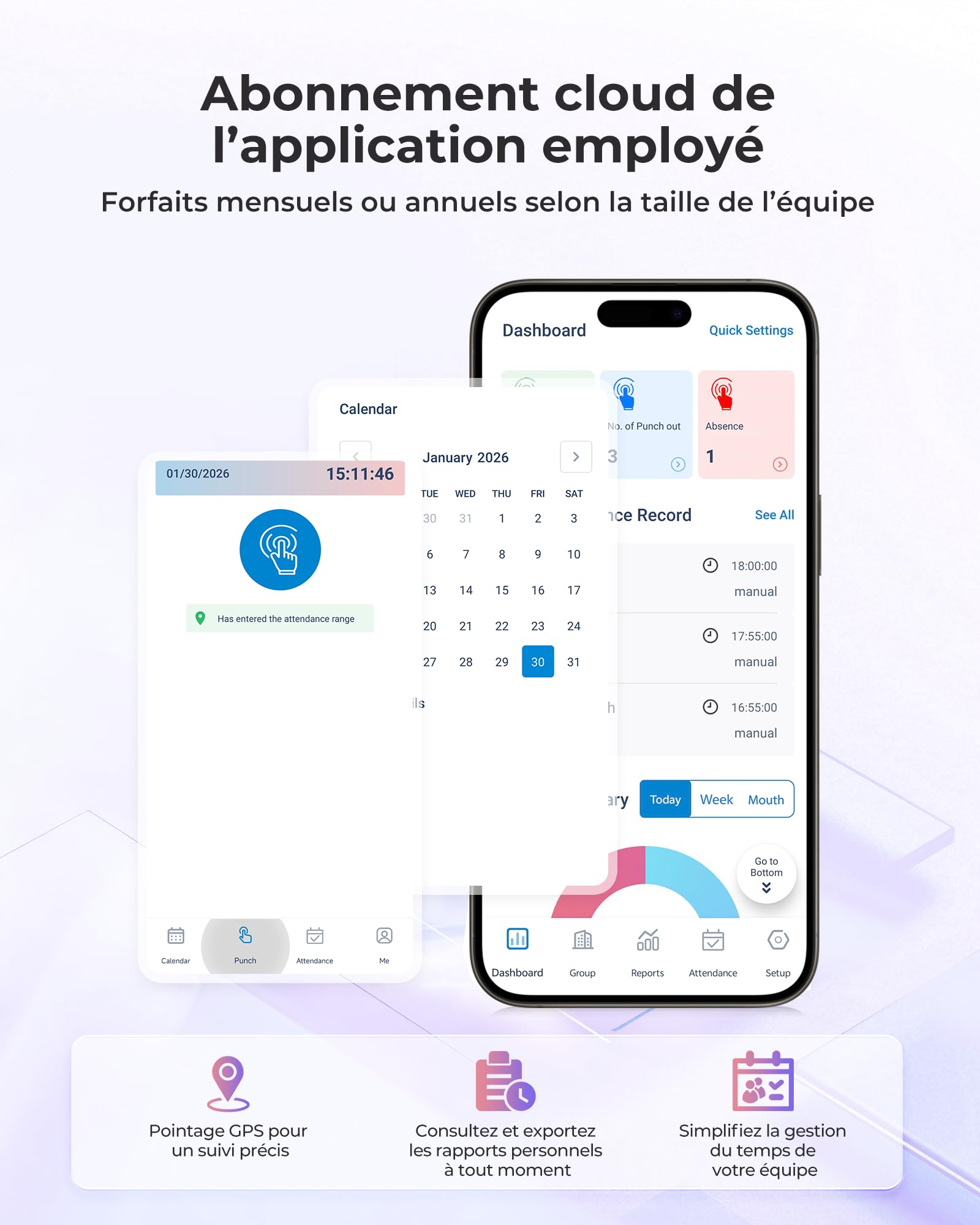 NGTeco Pointeuse Cloud - TC4 avec Empreinte Digitale pour Les Petites Entreprises Dispositif de Pointage Biométrique avec Règles Personnalisables, contrôle à Distance Via app iOS/Android.