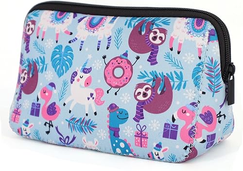AJLTPA Bolsa de cosméticos impermeable de neopreno con cremallera, bolsa de viaje portátil para artículos de tocador y maquillaje, estuche