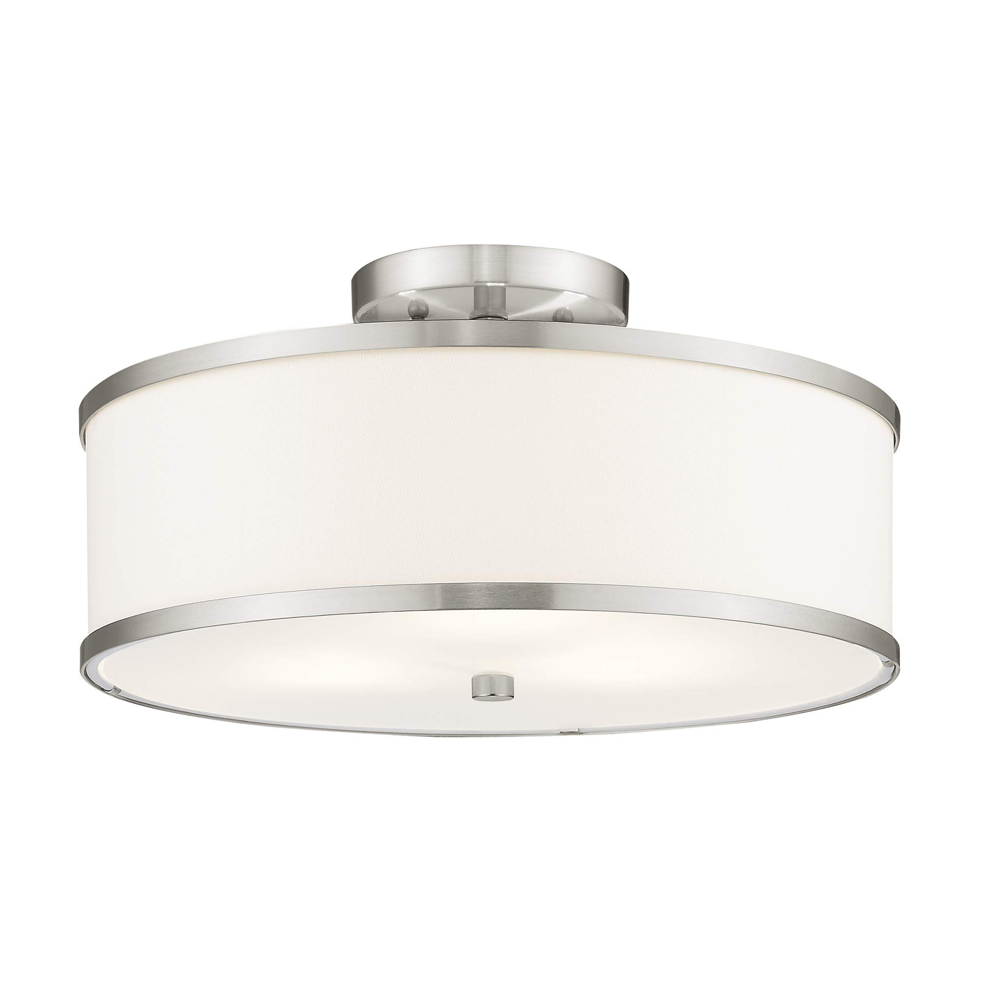 LivexLighting 62628-91 Transitional Three Light Ceiling Mount from Park Ridge Collection in Pwt, Nckl, B/S, Slvr. Finish, Brushed Nickel